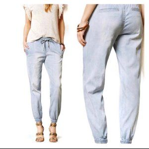 Anthropologie Hei Hei Blue Chambray Elastic Waist Joggers